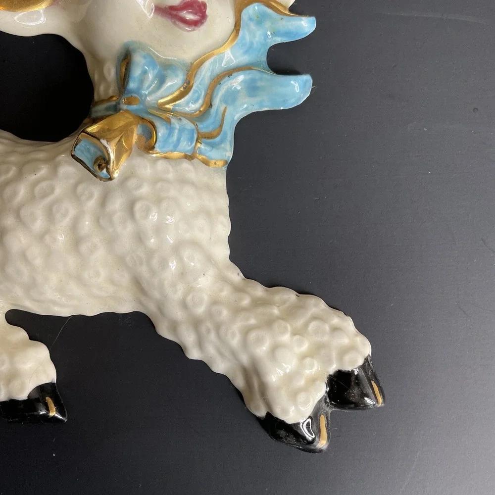 Vtg Nursery Rhyme Little Bo Peep With Her Sheep Ceramic Wall Plaque Hand Painted